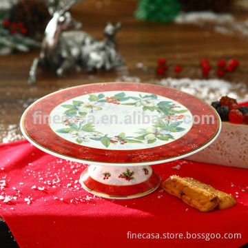 8 Inches Christmas Gold Ceramic Cake Stand